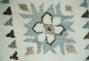 Tribal Design 8x10 Ivory and Brown Traditional Geometrical Pattern Hand Knotted Wool Area Rug