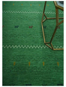 Tribal Design Green Traditional Hand loom 4.6x7 Wool Area Rug