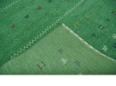Tribal Design Green Traditional Hand loom 4.6x7 Wool Area Rug
