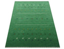 Tribal Design Green Traditional Hand loom 4.6x7 Wool Area Rug