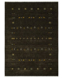 Tribal Design Greenish-Brown Traditional Hand loom 4.6x7 Wool Area Rug
