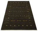 Tribal Design Greenish-Brown Traditional Hand loom 4.6x7 Wool Area Rug