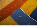 Tribal Gabbeh Blue, Brown, Gold and Rust 4.6x6.6 Stripes Design Wool area Rug