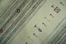 Tribal Gabbeh Ivory, Black, Gold and Maroon Stripes design Traditional Hand loom 4.6x7 Wool Area Rug