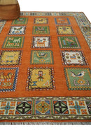 Tribal Gabbeh Rust, Ivory, Green and Beige Hand knotted Multi Size Antique Look Traditional Wool Area Rug