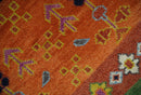 Tribal Gabbeh Rust, Ivory, Green and Pink Hand knotted Antique Look Traditional Wool Area Rug