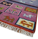 Tribal Gabbeh Rust, Ivory, Green and Pink Hand knotted Antique Look Traditional Wool Area Rug
