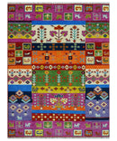 Tribal Gabbeh Rust, Ivory, Green and Pink Hand knotted Antique Look Traditional Wool Area Rug