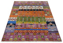 Tribal Gabbeh Rust, Ivory, Green and Pink Hand knotted Antique Look Traditional Wool Area Rug