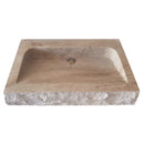 Troia Light Travertine Rustic Rectangular Wall-mount Bathroom Sink (W)16" (L)30" (H)5" product shot