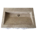 Troia Light Travertine Rustic Rectangular Wall-mount Bathroom Sink (W)16" (L)30" (H)5" top view