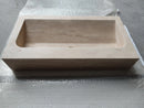 Troia Light Travertine Rustic Rectangular Wall-mount Bathroom Sink (W)16" (L)30" (H)5" angle view