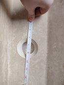 Troia Light Travertine Rustic Rectangular Wall-mount Bathroom Sink (W)16" (L)30" (H)5" drain hole measure view