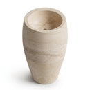 Troia Light Travertine Curved Pedestal Sink - 16x16x33.5" - Honed and Combed