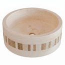 Troia Light Travertine Cylinder Vessel Sink - Mosaic Band - 16x16x6" - Honed and Filled
