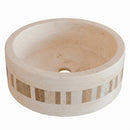 Troia Light Travertine Cylinder Vessel Sink - Mosaic Band - 16x16x6" - Honed and Filled
