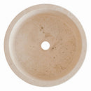 Troia Light Travertine Cylinder Vessel Sink - Mosaic Band - 16x16x6" - Honed and Filled