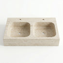 Troia Light Travertine Double Farmhouse Sink - 36x18x7" - Honed and Partially Filled