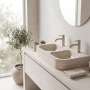 Troia Light Travertine Double Farmhouse Sink - 36x18x7" - Honed and Partially Filled