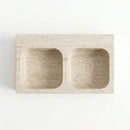 Troia Light Travertine Double Farmhouse Sink - 36x18x7" - Honed and Partially Filled