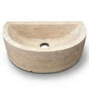 Troia Light Travertine Half Round Wall Mount Sink - 10"x16"x6" - Honed