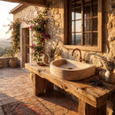 Troia Light Travertine Half Round Wall Mount Sink - 10"x16"x6" - Honed