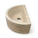 Troia Light Travertine Half Round Wall Mount Sink - 10"x16"x6" - Honed