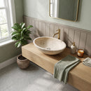 Troia Light Travertine Oval Vessel Sink - 21x16x6" - Honed and Partially Filled