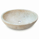 Troia Light Travertine Oval Vessel Sink - 21x16x6" - Honed and Partially Filled