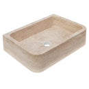 Troia Light Travertine Rectangular Farmhouse Sink - 27.5x18x7" - Honed and Filled