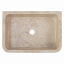 Troia Light Travertine Rectangular Farmhouse Sink - 27.5x18x7" - Honed and Filled