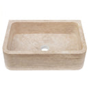 Troia Light Travertine Rectangular Farmhouse Sink - 27.5x18x7" - Honed and Filled