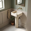 Troia Light Travertine Rectangular Pedestal Sink - 15"x16"x33.5" - Honed Unfilled