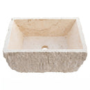 Troia Light Travertine Rectangular Vessel Sink - 17x12x6" - Honed and Chiseled