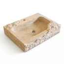 Troia Light Travertine Rustic Edge Rectangular Wall-Mount Bathroom Sink - 24" x 16" x 5"