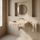 Troia Light Travertine Rustic Edge Rectangular Wall-Mount Bathroom Sink - 24" x 16" x 5"