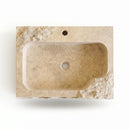 Troia Light Travertine Rustic Edge Rectangular Wall-Mount Bathroom Sink - 24" x 16" x 5"