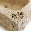 Troia Light Travertine Rustic Edge Rectangular Wall-Mount Bathroom Sink - 24" x 16" x 5"