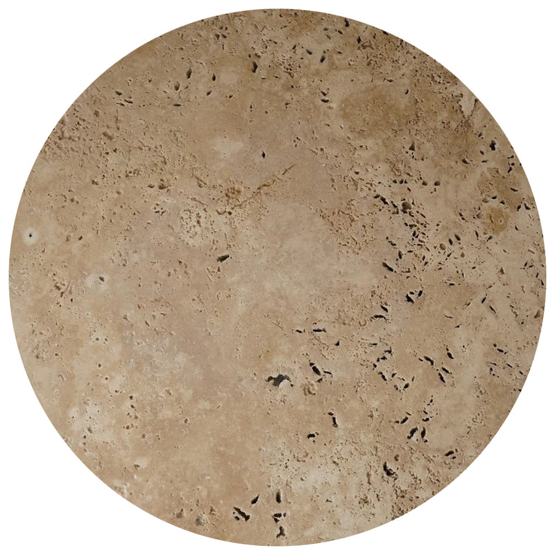Troia Light Travertine Round End/Side Table U Shape Legs Unfilled, Honed (D)18" (H)20" top view