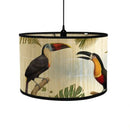 Tropical bird print bamboo pendant light dining room fabric shade