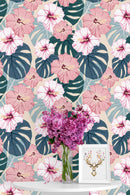 Stylish Tropical Flowers Wallpaper Vogue