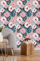 Stylish Tropical Flowers Wallpaper Vogue