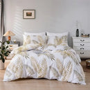 Tropical gold & green palm duvet set bedroom bedding solution