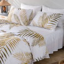 Tropical gold & green palm duvet set bedroom bedding solution
