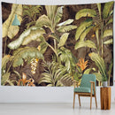 Tropical green & brown banana leaf tapestry wall hanging bedroom decor