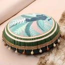 Tropical green ethnic print tassel cushion cover living room pillow