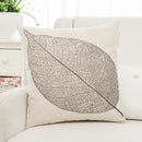 Tropical green plant leaves linen cushion cover living room pillow