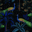 Tropical Night Vintage Peacock Bird Wallpaper