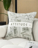 Tropical olive & cream embroidered patchwork cushion cover living room