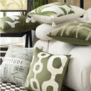Tropical olive & cream embroidered patchwork cushion cover living room